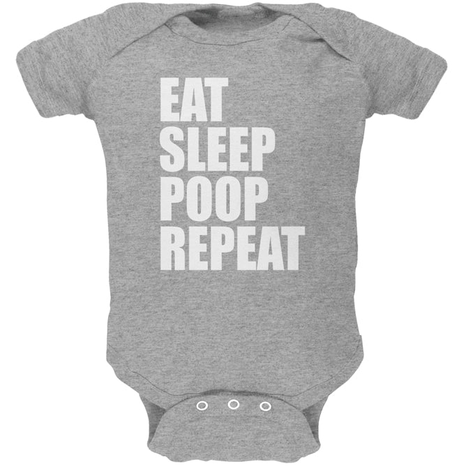 Eat Sleep Poop Repeat Funny Soft Baby One Piece Baby One Piece Old Glory 0-3M Heather 