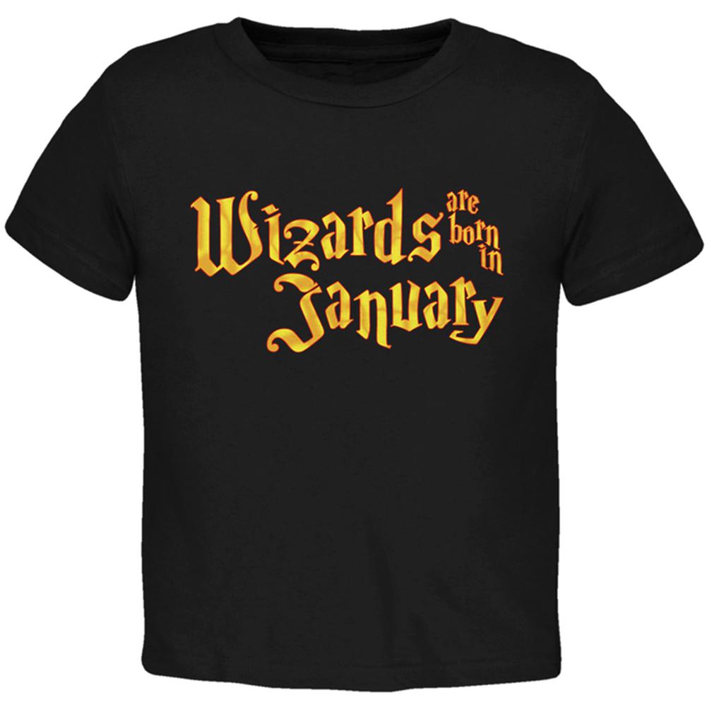 Wizards are born in January Toddler T Shirt Toddler T-Shirts Old Glory 2T Black 