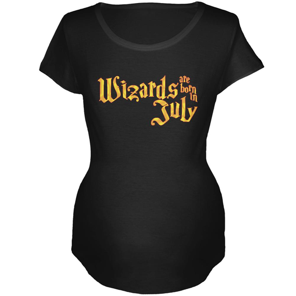 Wizards are born in July Maternity Soft T Shirt Maternity T-Shirts Old Glory 2XL Black 