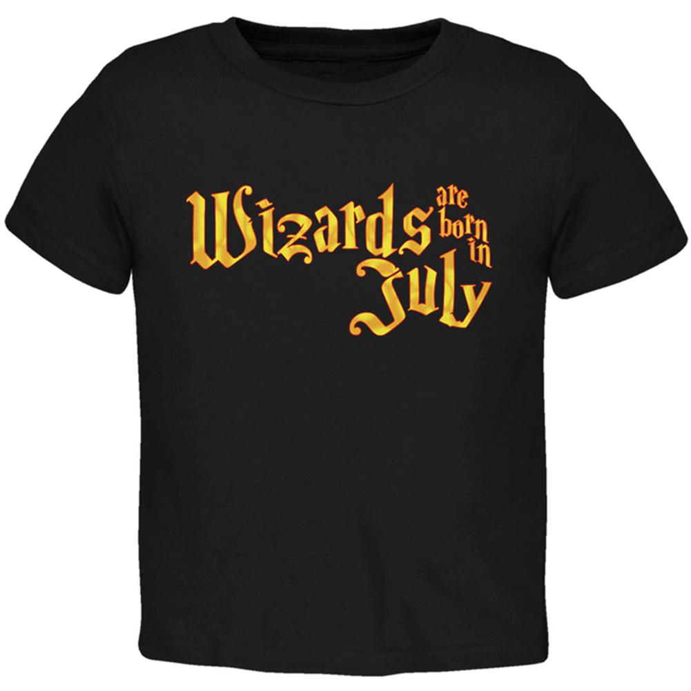 Wizards are born in July Toddler T Shirt Toddler T-Shirts Old Glory 2T Black 