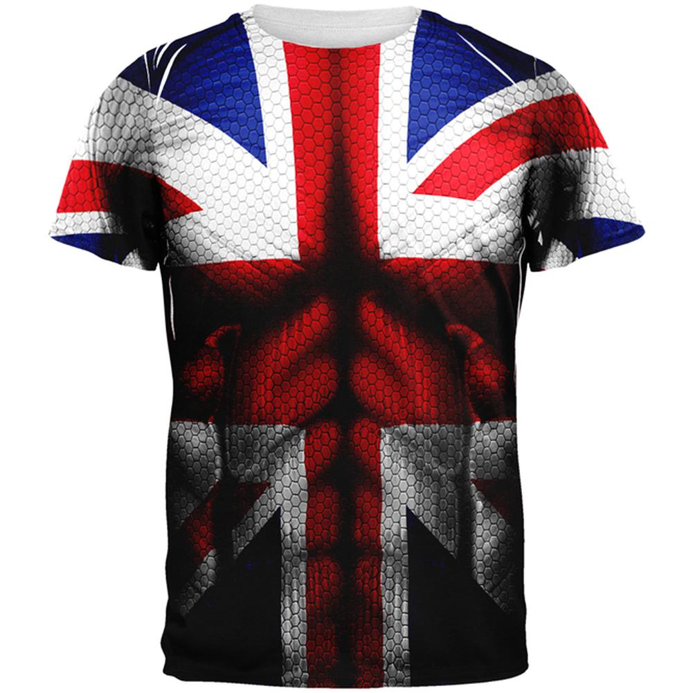 Halloween Union Jack British Flag Superhero Costume All Over Mens T Shirt Men's T-Shirts Old Glory 2XL Multi 