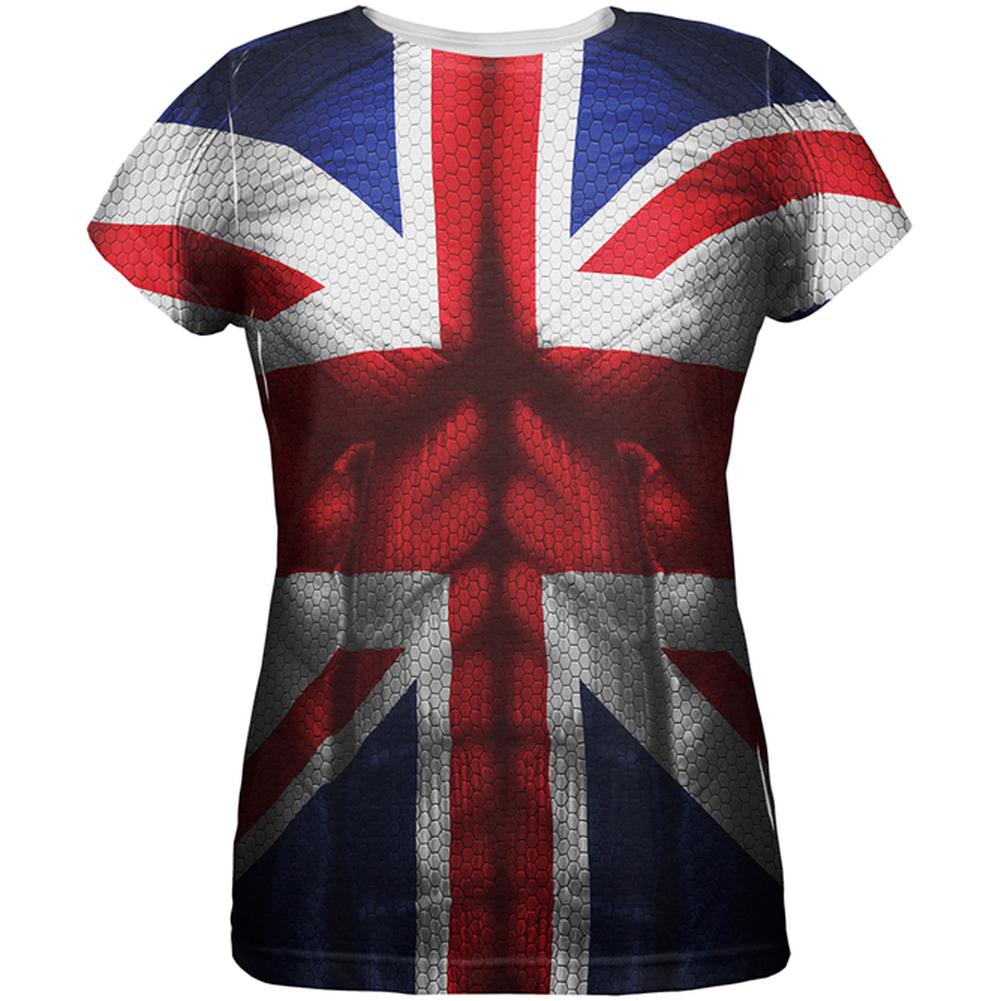 Halloween Union Jack British Flag Superhero Costume All Over Womens T Shirt Women's T-Shirts Old Glory 2XL Multi 