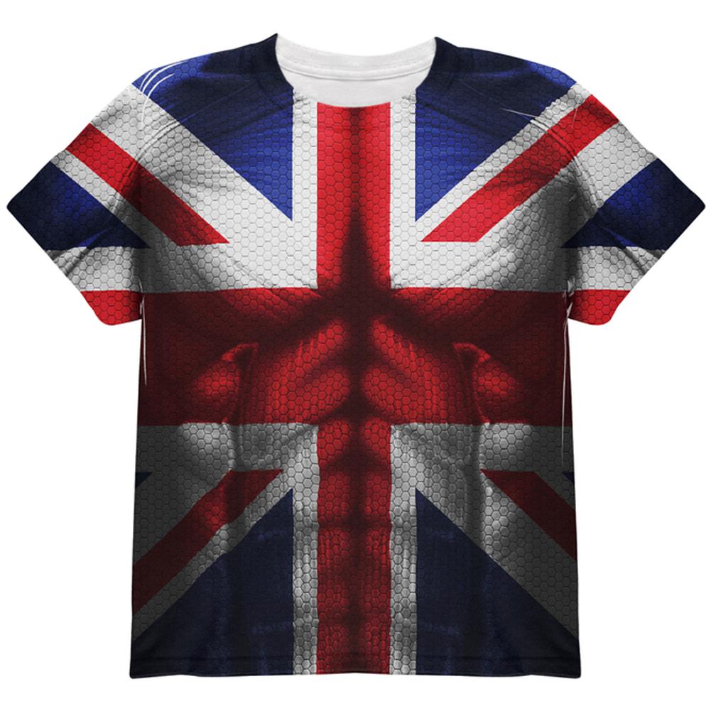 Halloween Union Jack British Flag Superhero Costume All Over Youth T Shirt Youth T-Shirts Old Glory LG Multi 