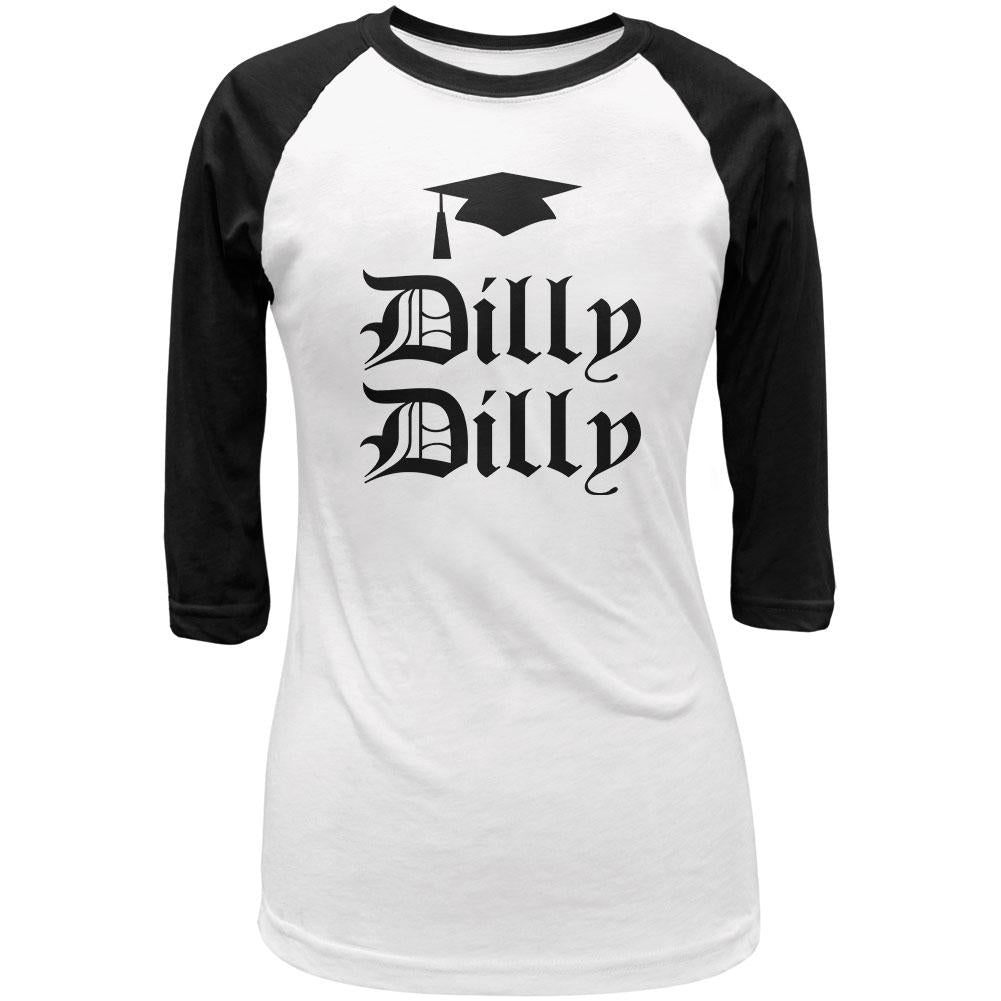 Dilly Dilly Graduation Juniors 3/4 Sleeve Raglan T Shirt Juniors T-Shirts Old Glory LG White-Black 