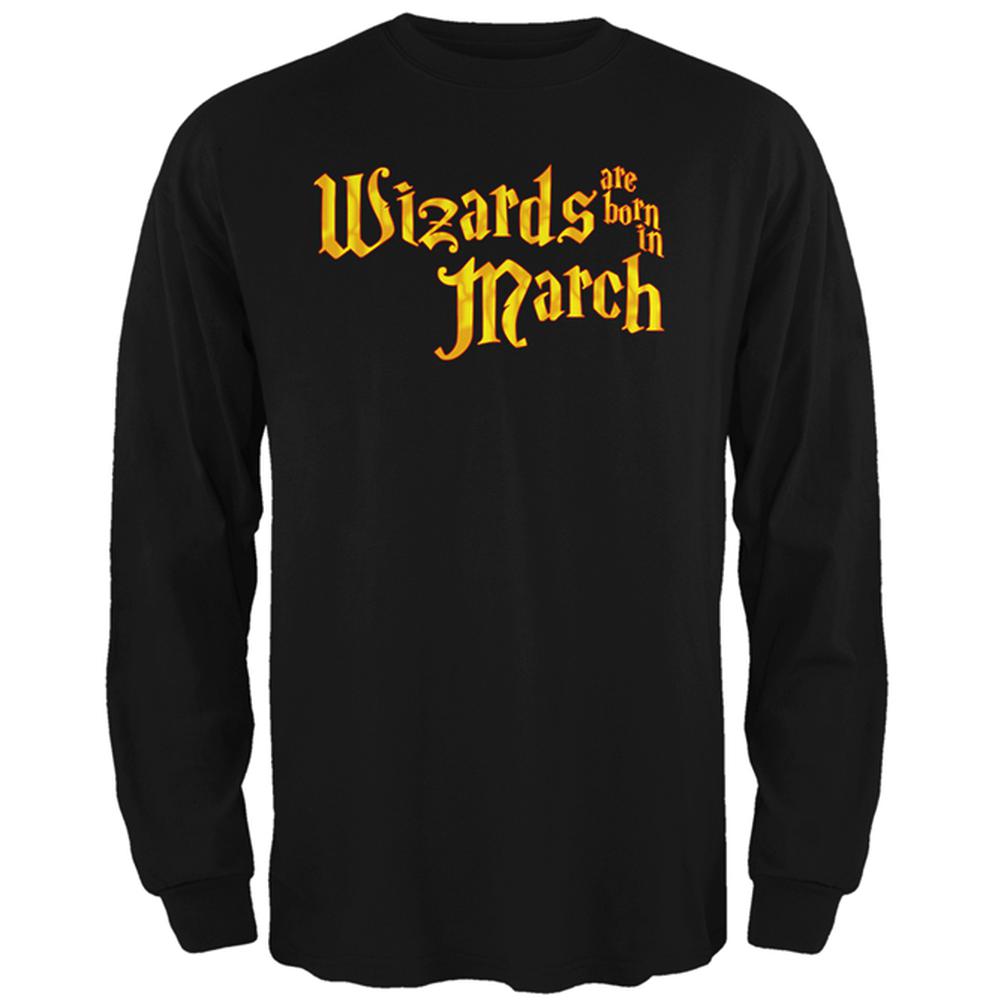 Wizards are born in March Mens Long Sleeve T Shirt Men's Long Sleeves Old Glory 2XL Black 