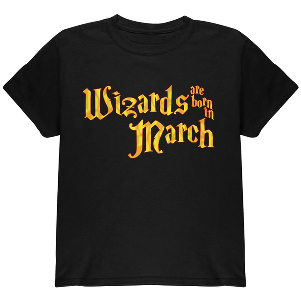 Wizards are born in March Youth T Shirt Youth T-Shirts Old Glory LG Black 