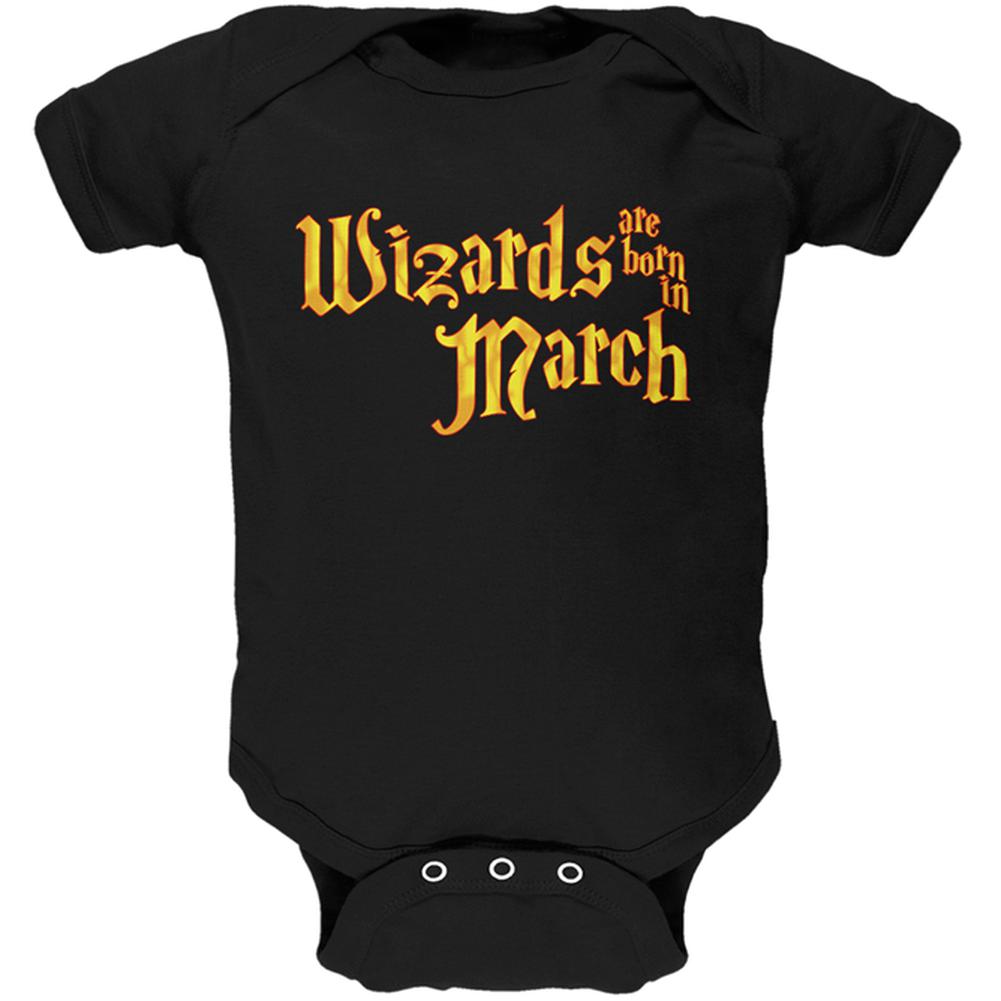 Wizards are born in March Soft Baby One Piece Baby One Piece Old Glory 0-3M Black 