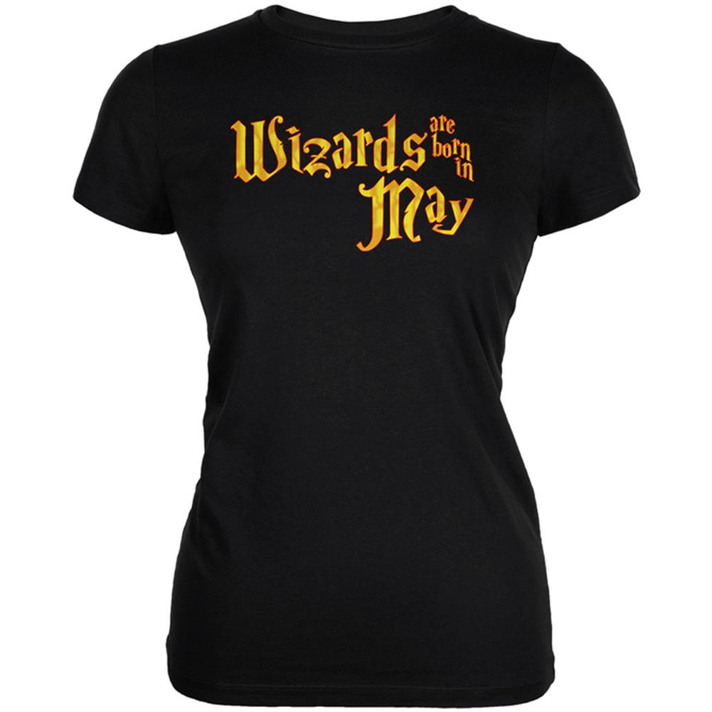 Wizards are born in May Juniors Soft T Shirt Juniors T-Shirts Old Glory 2XL Black 