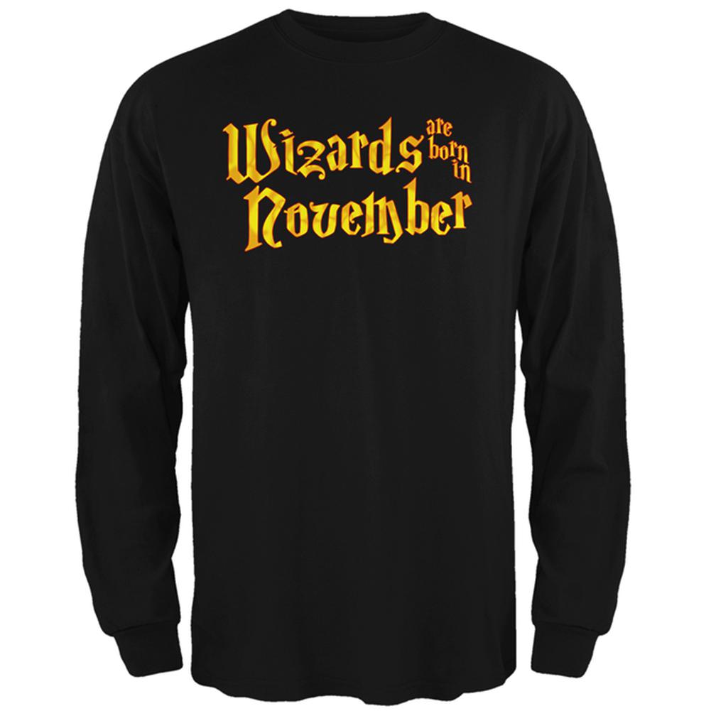 Wizards are born in November Mens Long Sleeve T Shirt Men's Long Sleeves Old Glory 2XL Black 