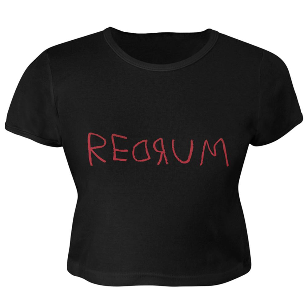 Halloween Horror Redrum Juniors Crop Top T-Shirt Juniors Crop T-Shirts Old Glory LG Black 