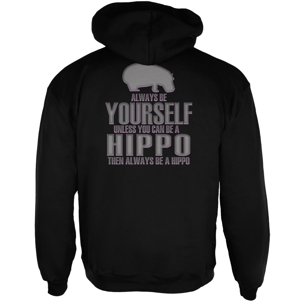 Always Be Yourself Hippo Mens Full Zip Hoodie Men's Hoodies Old Glory 2XL Black 