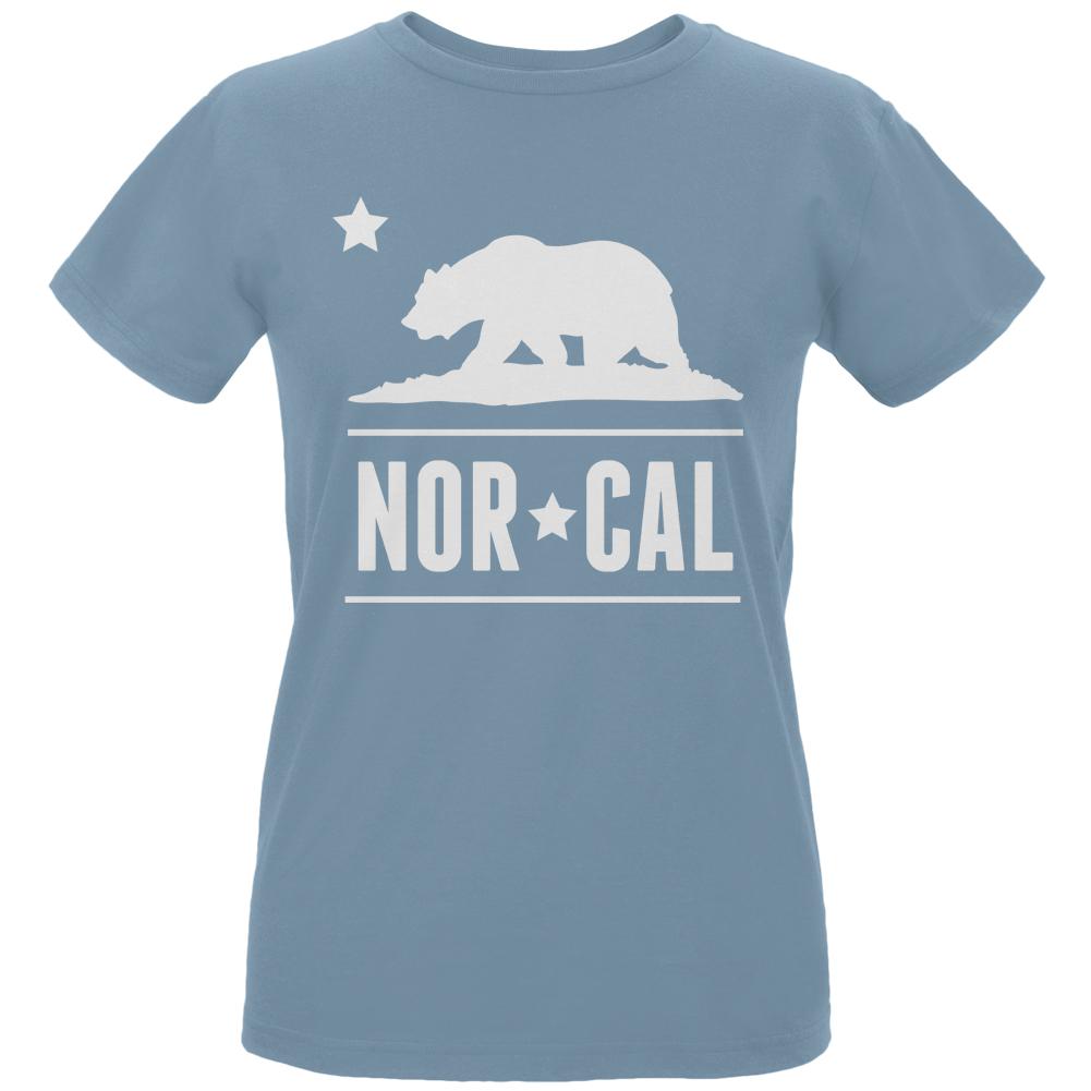 California Republic NorCal Womens Organic T Shirt Women's T-Shirts Old Glory LG Blue 