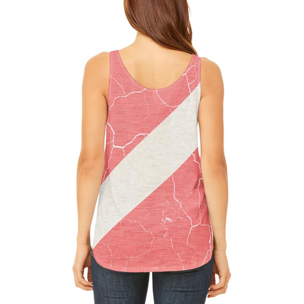 Diver Down Distressed Weathered Flag Juniors Flowy Side Slit Tank Top Juniors Tank Tops Old Glory   