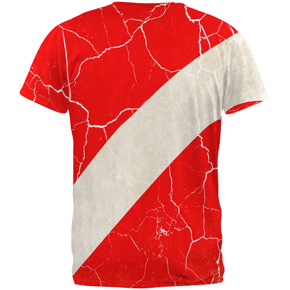 Diver Down Distressed Weathered Flag All Over Mens T Shirt Men's T-Shirts Old Glory   