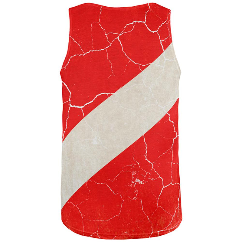 Diver Down Distressed Weathered Flag All Over Mens Tank Top Men's Tank Tops Old Glory   