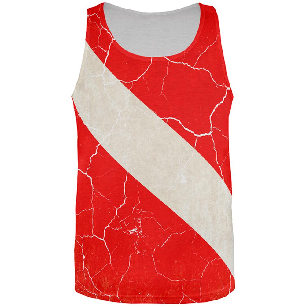 Diver Down Distressed Weathered Flag All Over Mens Tank Top Men's Tank Tops Old Glory 2XL Multi 