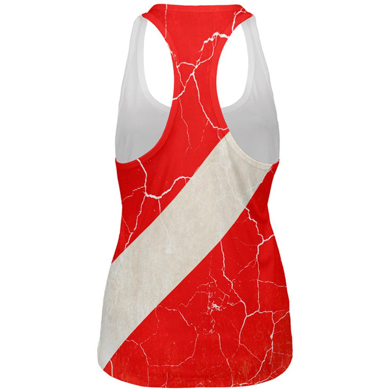 Diver Down Distressed Weathered Flag All Over Womens Work Out Tank Top Women's Tank Tops Old Glory   