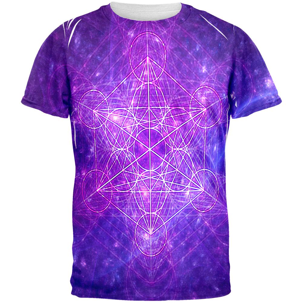 Sacred Geometry Metatron Cube Map of Creation All Over Mens T Shirt Men's T-Shirts Old Glory 2XL Multi 