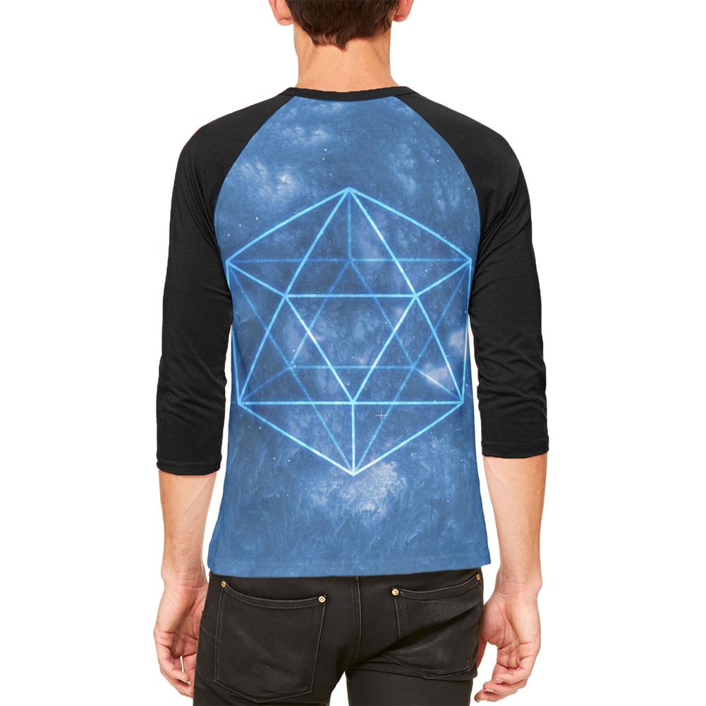 Sacred Geometry Icosahedron Crystal Wind Mens Raglan T Shirt Men's T-Shirts Old Glory   