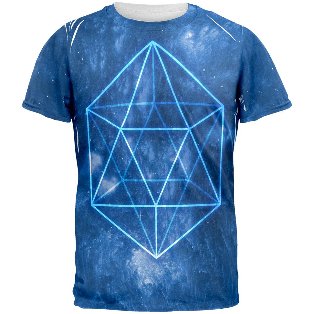 Sacred Geometry Icosahedron Crystal Wind All Over Mens T Shirt Men's T-Shirts Old Glory 2XL Multi 