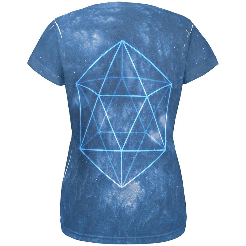 Sacred Geometry Icosahedron Crystal Wind All Over Womens T Shirt Women's T-Shirts Old Glory   