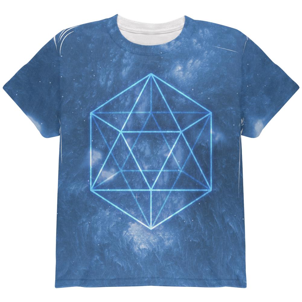 Sacred Geometry Icosahedron Crystal Wind All Over Youth T Shirt Youth T-Shirts Old Glory LG Multi 