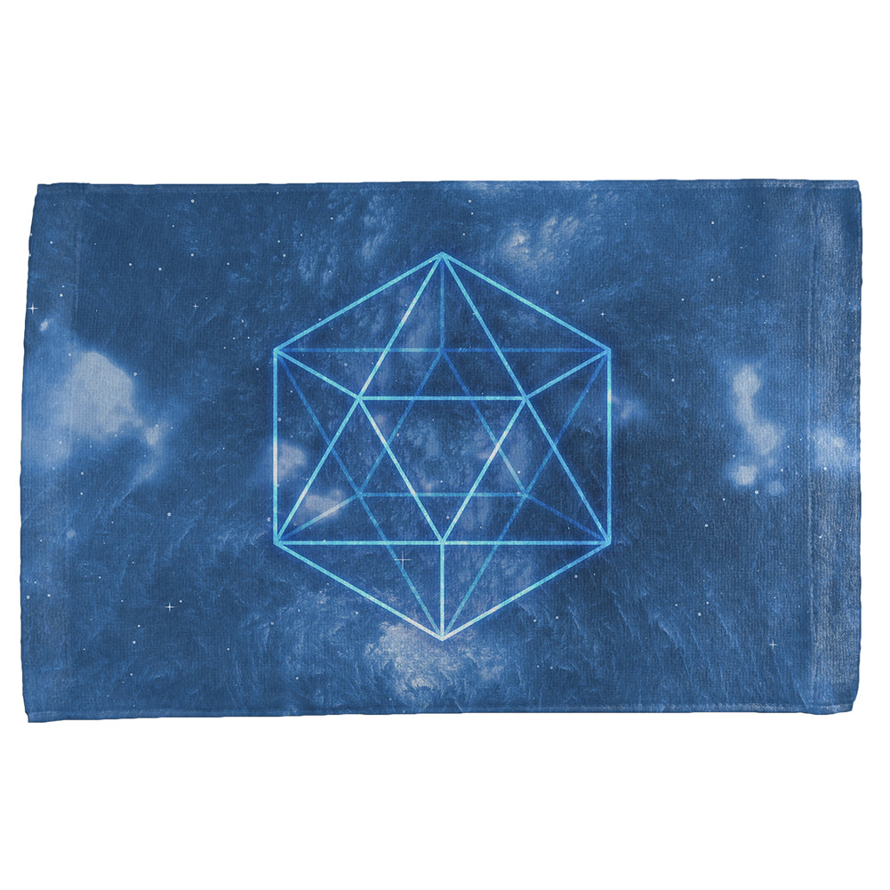 Sacred Geometry Icosahedron Crystal Wind All Over Hand Towel Hand Towel global OS Multi 