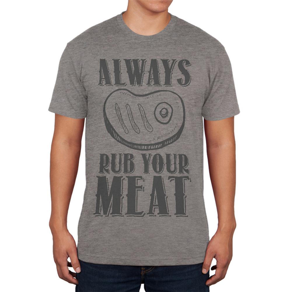 Always Rub Your Meat Funny Grill Master Mens Soft T Shirt Men's T-Shirts Old Glory 2XL Premium Heather 