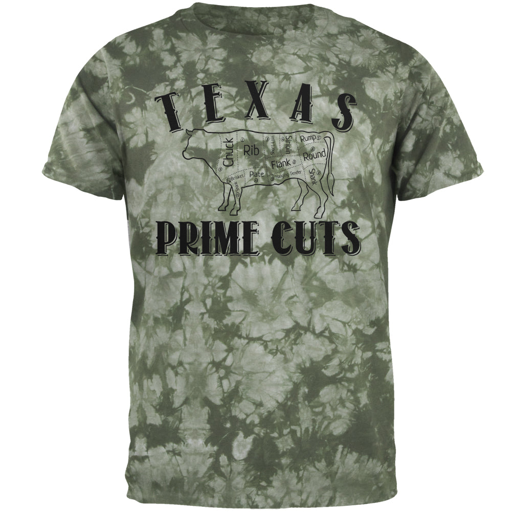 Texas Prime Cuts Men's T-Shirt Men's T-Shirts Old Glory XL Crackle Moss Tie Dye 