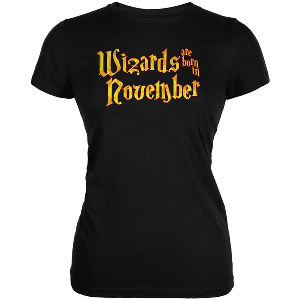 Wizards are born in November Juniors Soft T Shirt Juniors T-Shirts Old Glory 2XL Black 