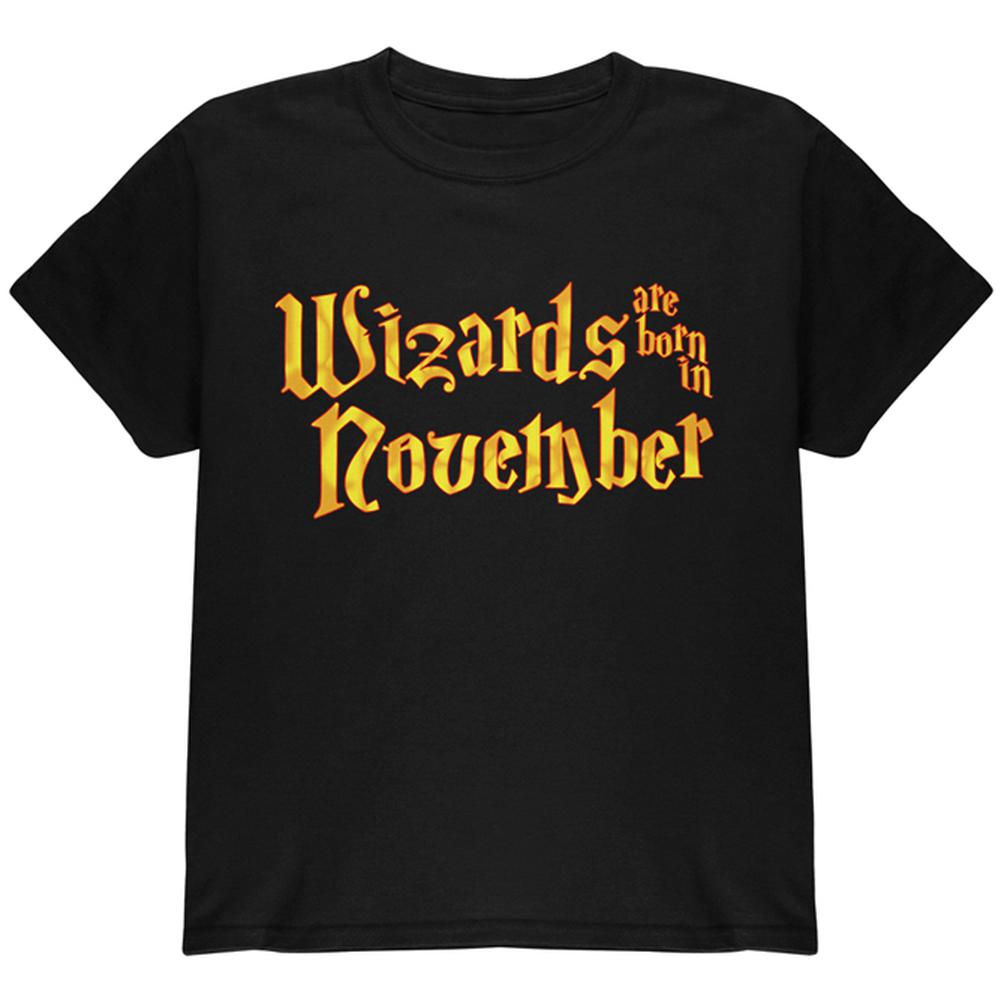 Wizards are born in November Youth T Shirt Youth T-Shirts Old Glory LG Black 