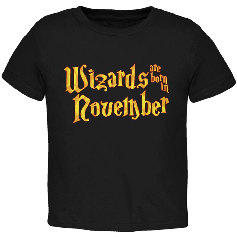 Wizards are born in November Toddler T Shirt Toddler T-Shirts Old Glory 2T Black 