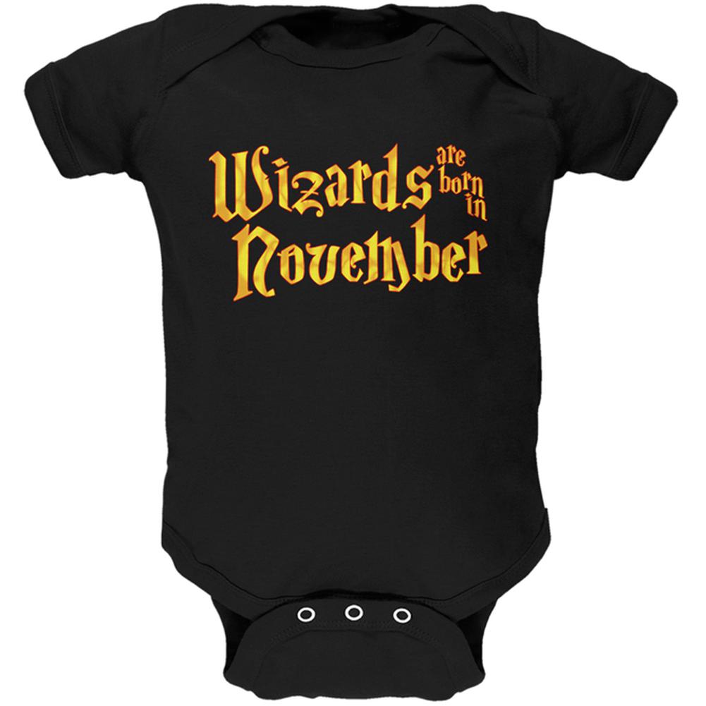 Wizards are born in November Soft Baby One Piece Baby One Piece Old Glory 0-3M Black 