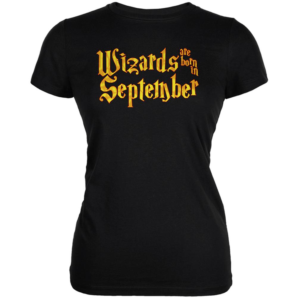 Wizards are born in September Juniors Soft T Shirt Juniors T-Shirts Old Glory 2XL Black 