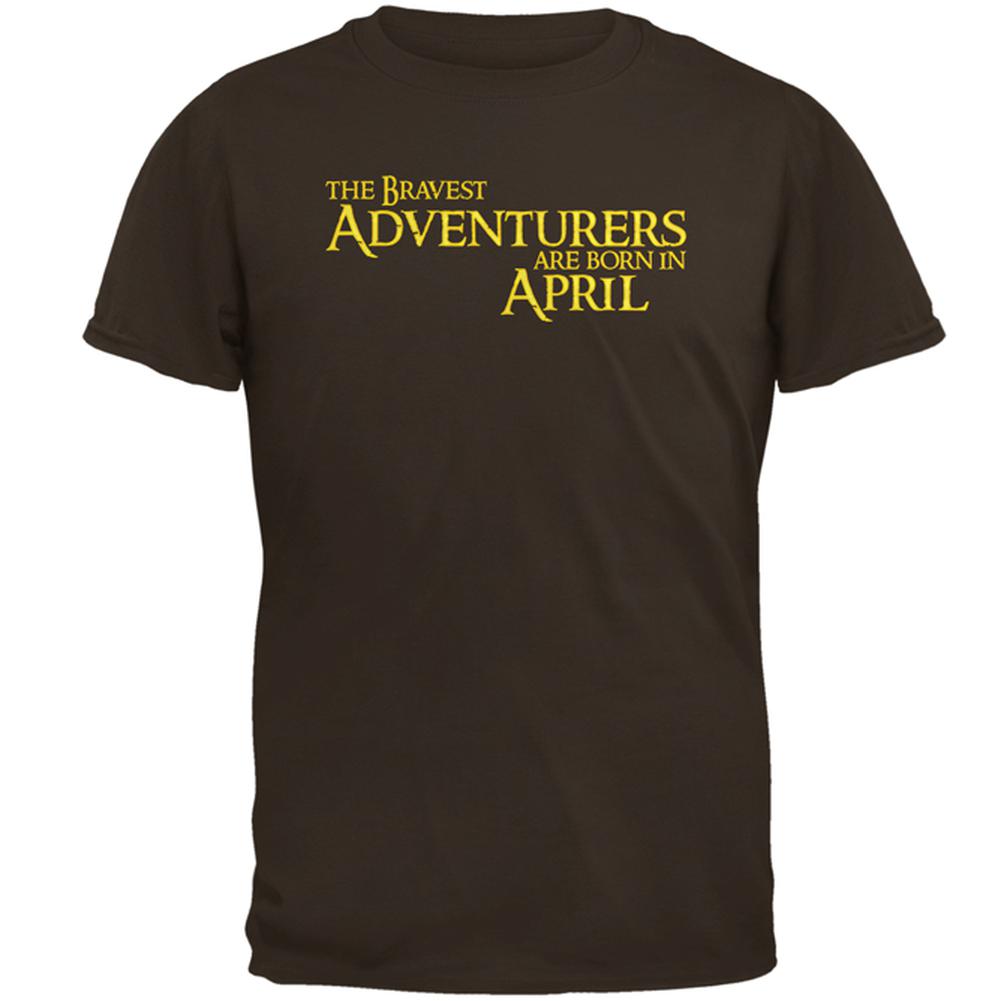 Brave Adventurers are Born in April Mens T Shirt Men's T-Shirts Old Glory 2XL Brown 