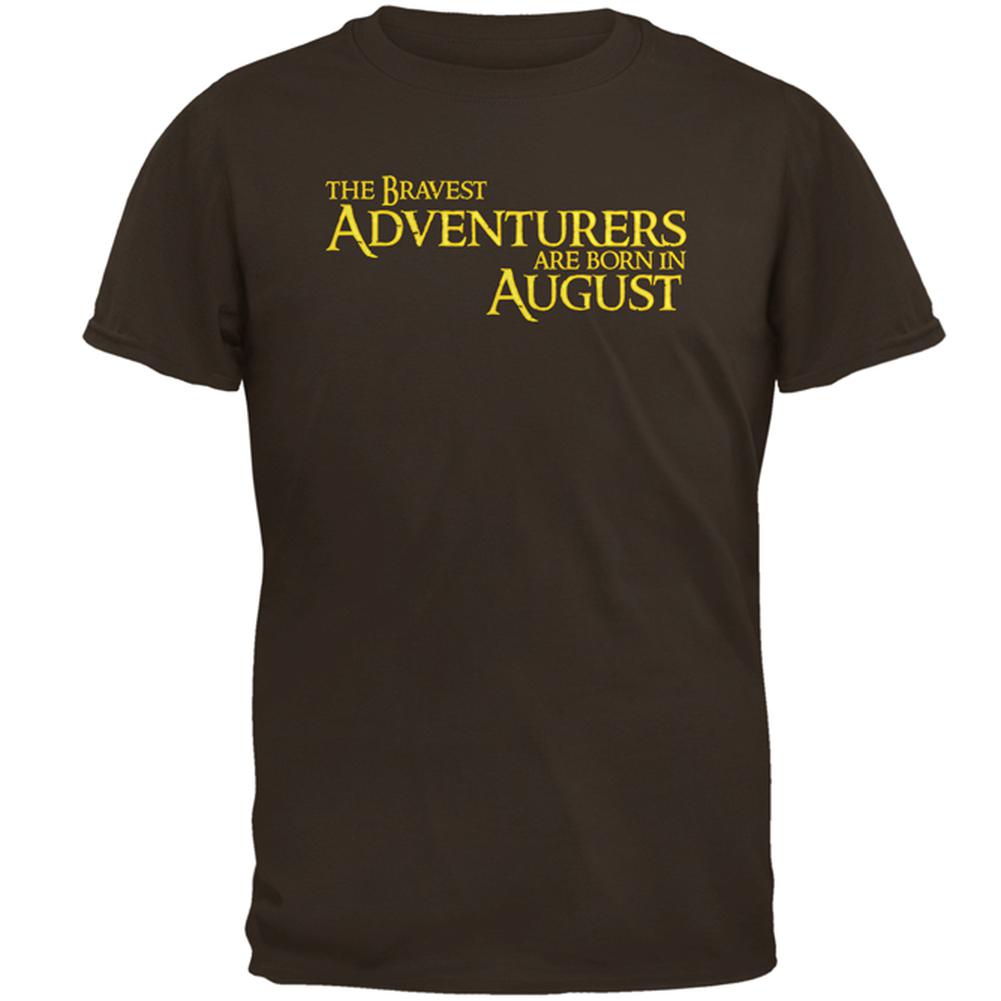 Brave Adventurers are Born in August Mens T Shirt Men's T-Shirts Old Glory 2XL Brown 