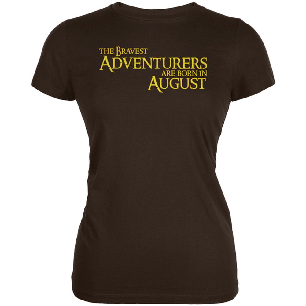 Brave Adventurers are Born in August Juniors Soft T Shirt Juniors T-Shirts Old Glory 2XL Brown 