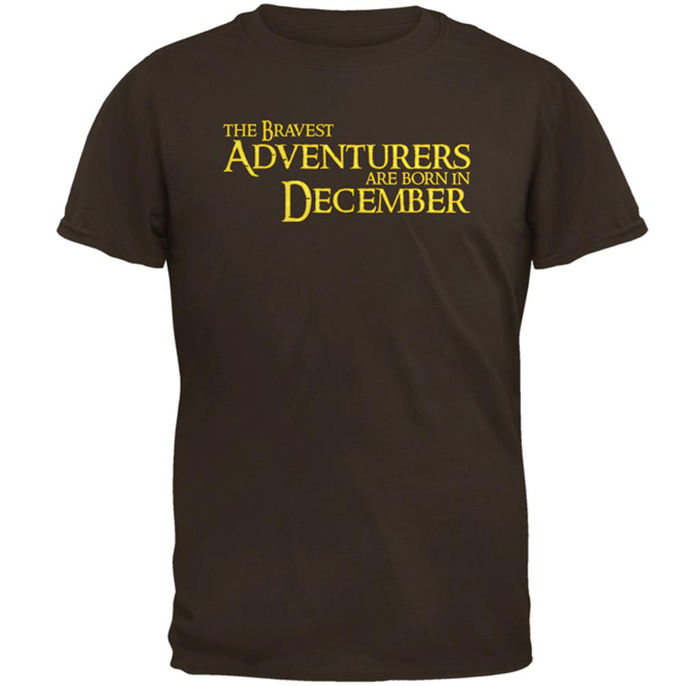 Brave Adventurers are Born in December Mens T Shirt Men's T-Shirts Old Glory 2XL Brown 