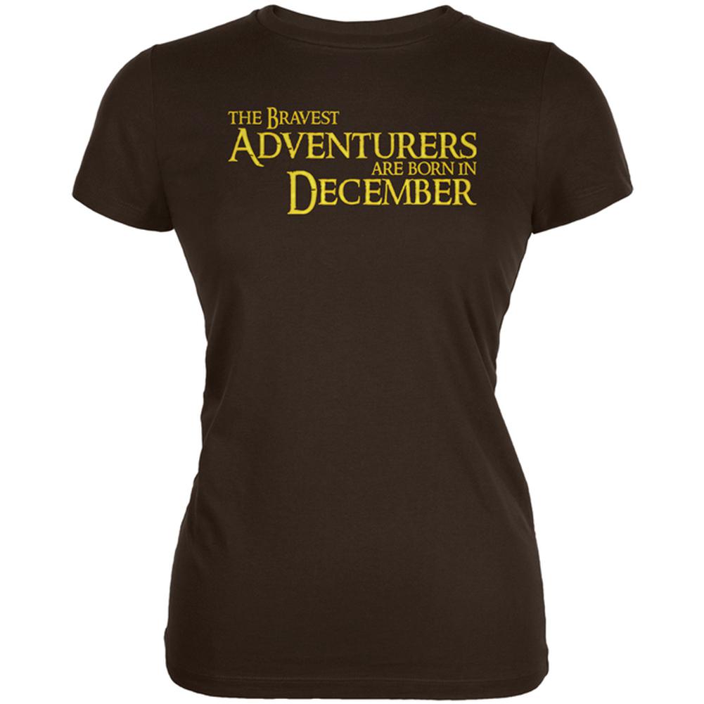 Brave Adventurers are Born in December Juniors Soft T Shirt Juniors T-Shirts Old Glory 2XL Brown 