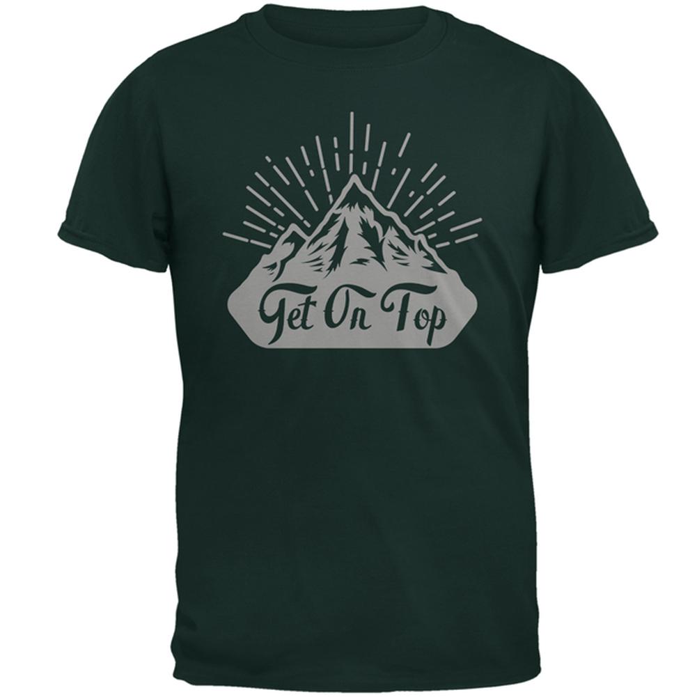 Get On Top Mountain Hiking Mens T Shirt Men's T-Shirts Old Glory 2XL Forest Green 