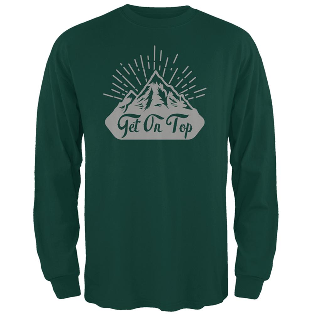 Get On Top Mountain Hiking Mens Long Sleeve T Shirt Men's Long Sleeves Old Glory 2XL Forest Green 