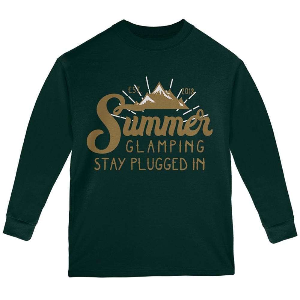 Glamping Plugged In Youth Long Sleeve T Shirt Youth Long Sleeves Old Glory LG Forest Green 