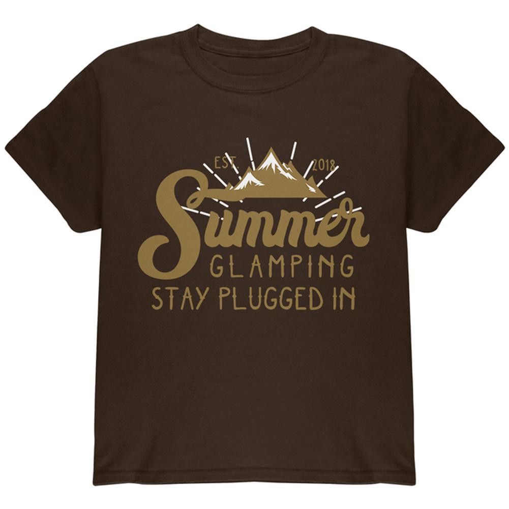 Glamping Plugged In Youth T Shirt Youth T-Shirts Old Glory LG Dark Chocolate 