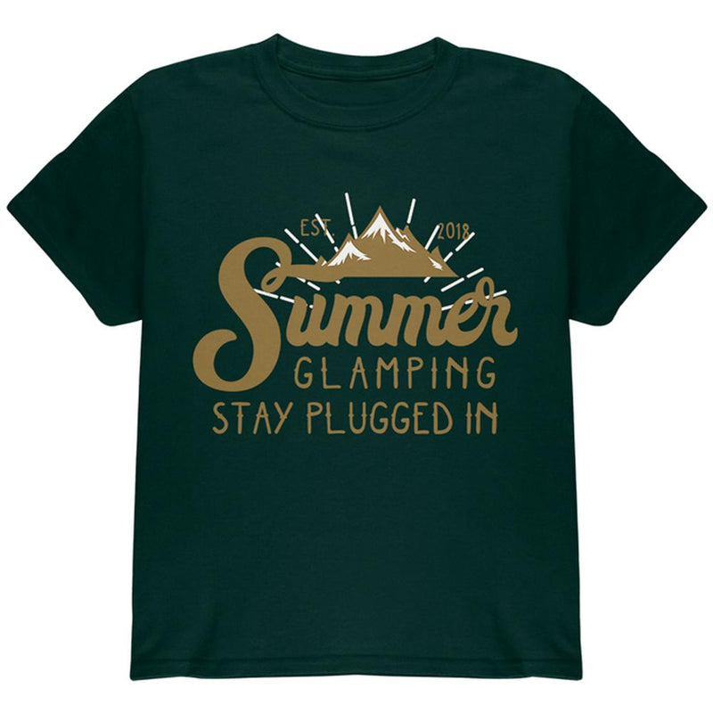 Glamping Plugged In Youth T Shirt Youth T-Shirts Old Glory LG Forest Green 