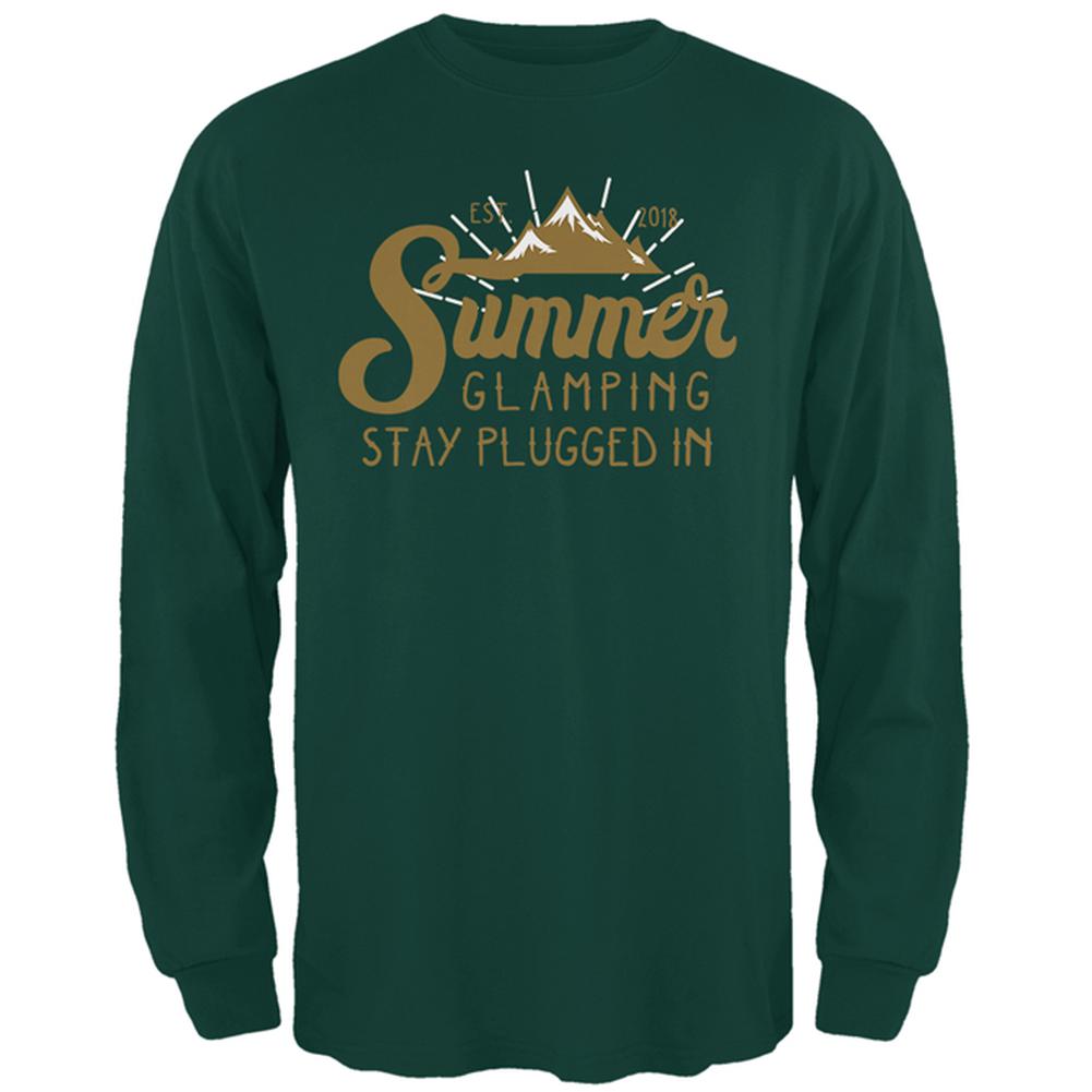 Glamping Plugged In Mens Long Sleeve T Shirt Men's Long Sleeves Old Glory 2XL Forest Green 