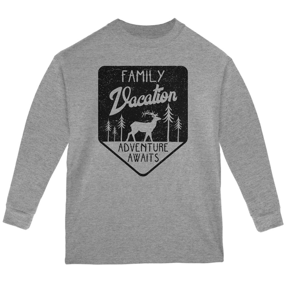 Family Vacation Adventure Awaits Youth Long Sleeve T Shirt Youth Long Sleeves Old Glory LG Storm Grey 