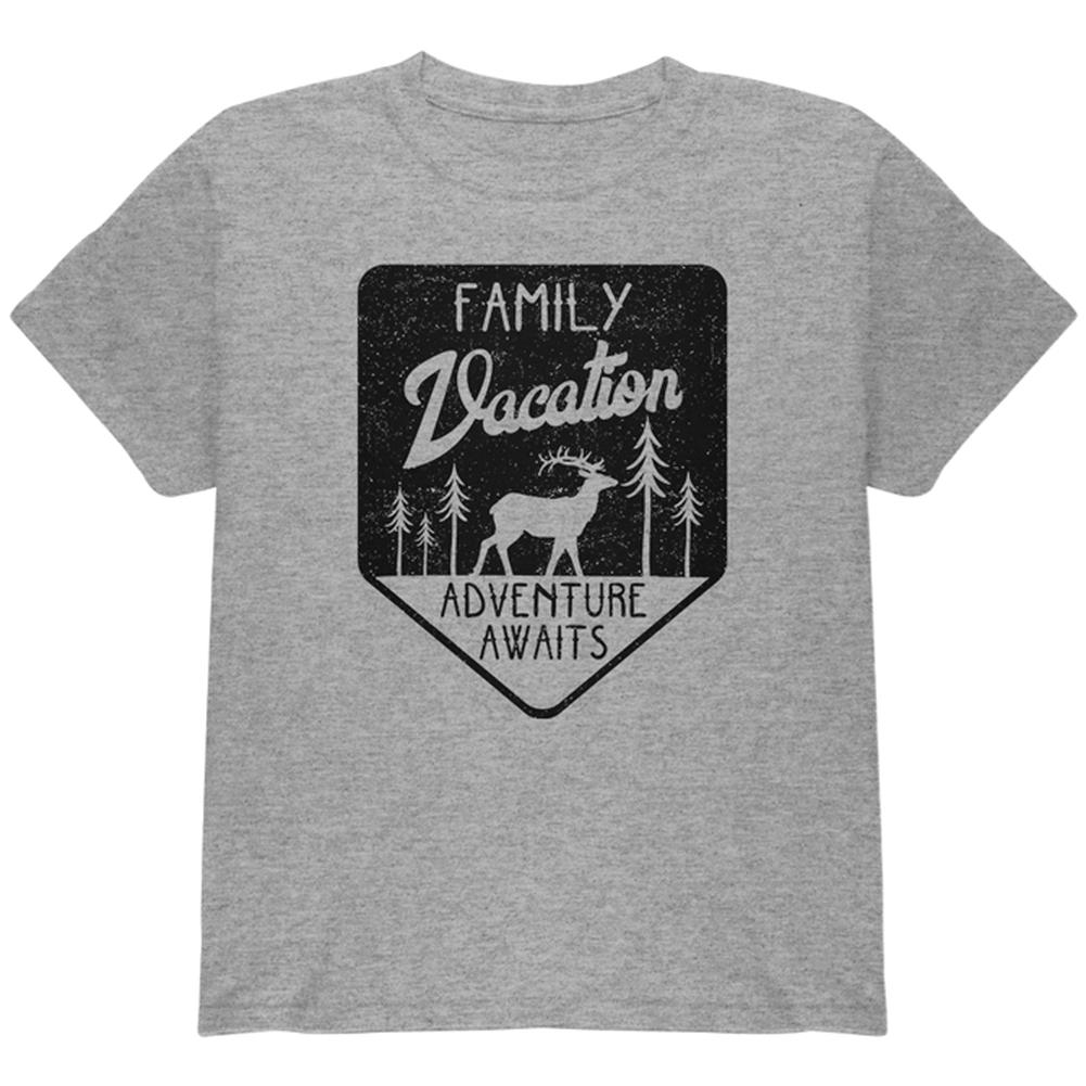 Family Vacation Adventure Awaits Youth T Shirt Youth T-Shirts Old Glory LG Heather 