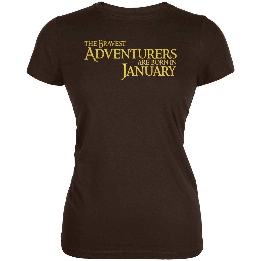 Brave Adventurers are Born in January Juniors Soft T Shirt Juniors T-Shirts Old Glory 2XL Brown 