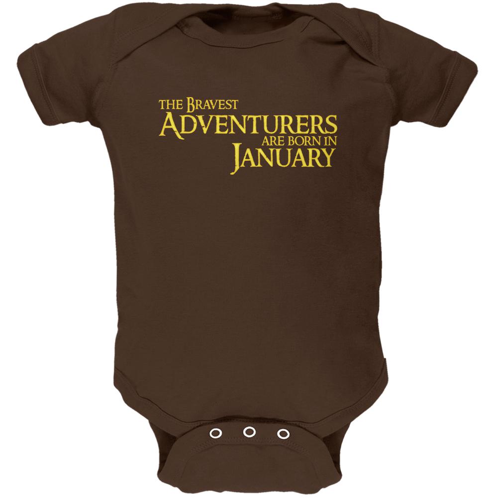 Brave Adventurers are Born in January Soft Baby One Piece Baby One Piece Old Glory 12-18M Brown 