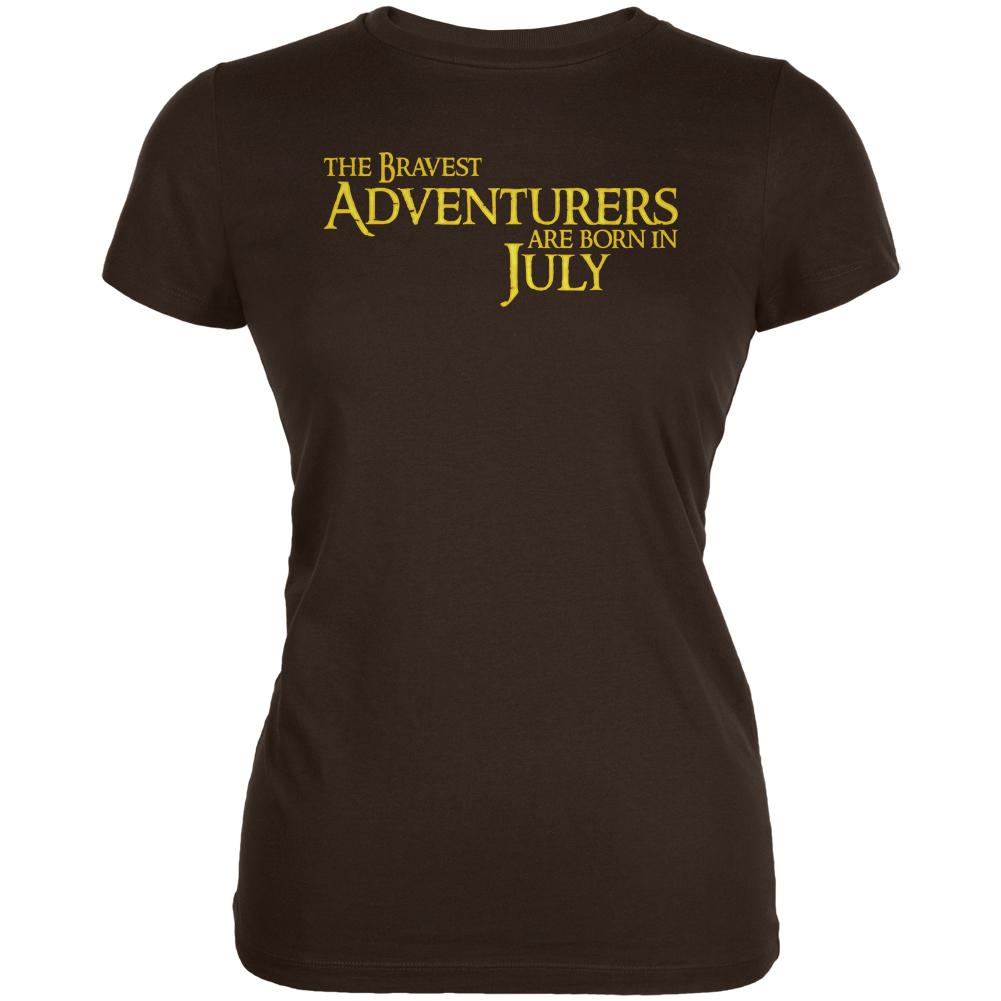 Brave Adventurers are Born in July Juniors Soft T Shirt Juniors T-Shirts Old Glory 2XL Brown 